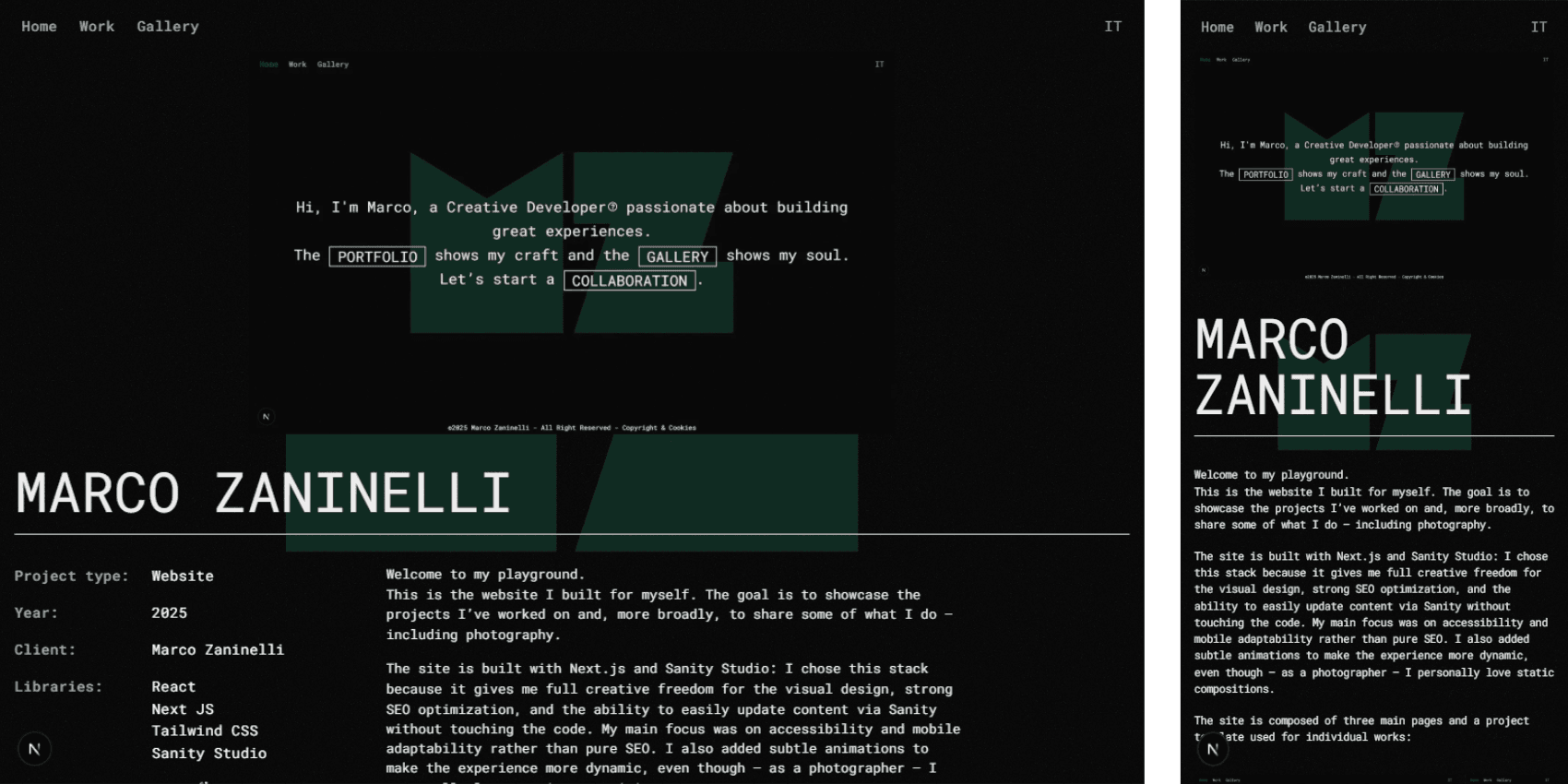 MZ post Pagina post di un sito con immagine principale in cima con sotto titolo, barra laterale con metadata e contenuto sulla destra.